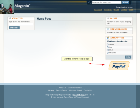 magento remove paypal logo
